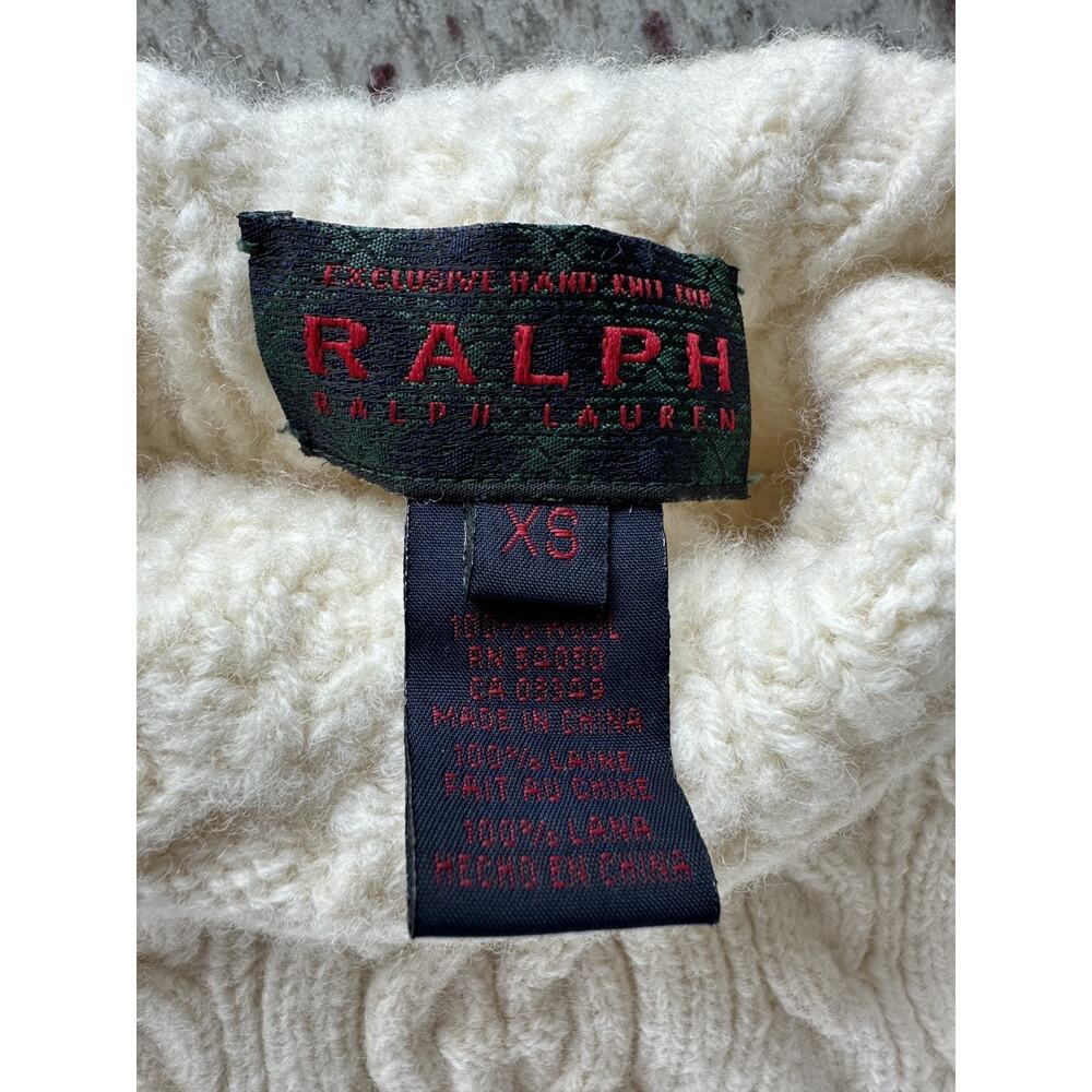 1990s Exclusive Hand Knit For Ralph Lauren 100% Wool Sweater Vest Size XS - Picture 5 of 5